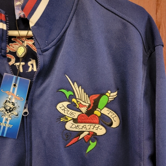 ED HARDY SPORT - Christian Audigier - ALL EMBROIDERED - TRACK JACKET - XL Blue - Picture 4 of 12